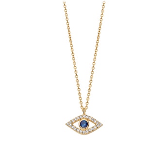 Evil Eye Fine Biography Sapphire Pendant Necklace in Yellow Gold