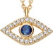 Solid Gold Sapphire Evil Eye Lab Grown Diamond Pendant Necklace