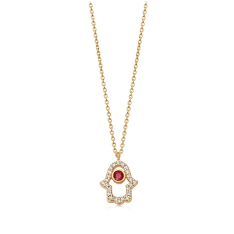 Hamsa Fine Biography Ruby Pendant Necklace