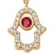 Solid Gold Ruby Hamsa Hand Lab Grown Diamond Pendant Necklace