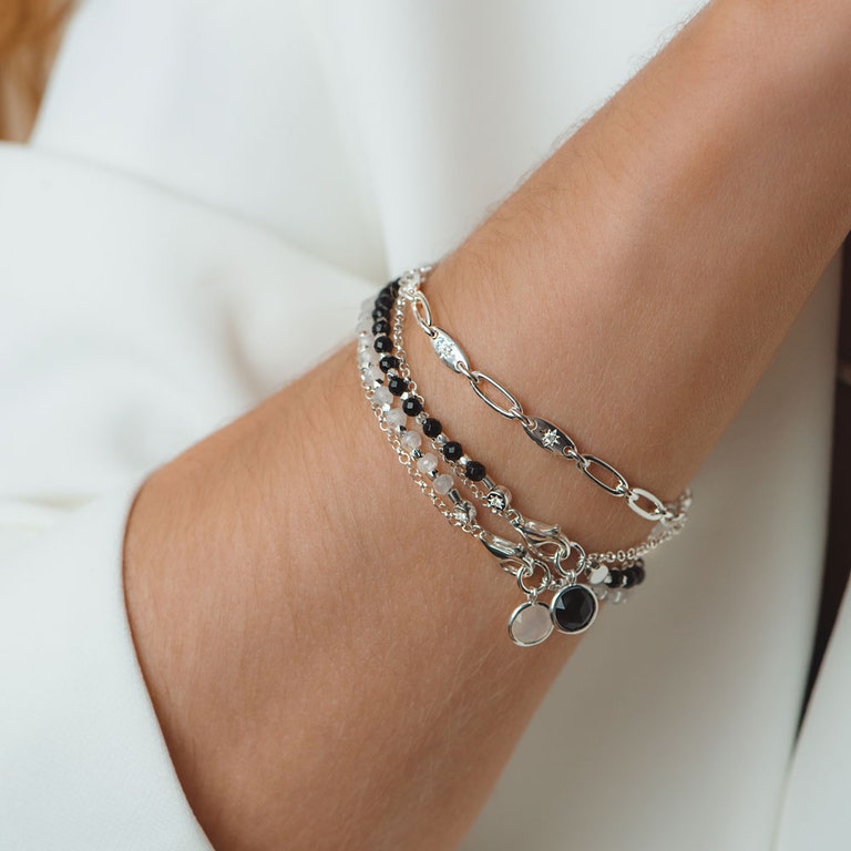 Rainbow Moonstone Biography Bracelet | 925 Sterling Silver 