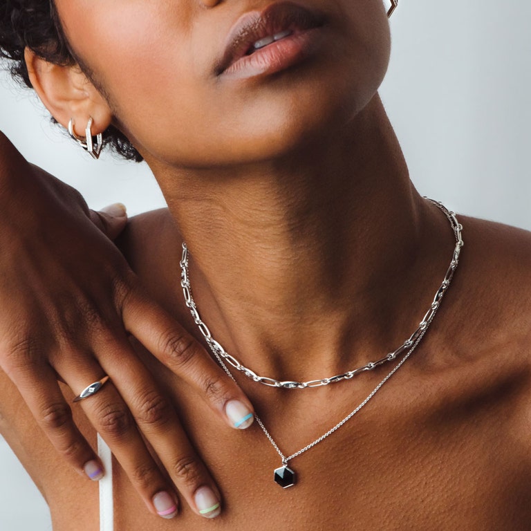 Silver Celestial Orbit Chain Necklace