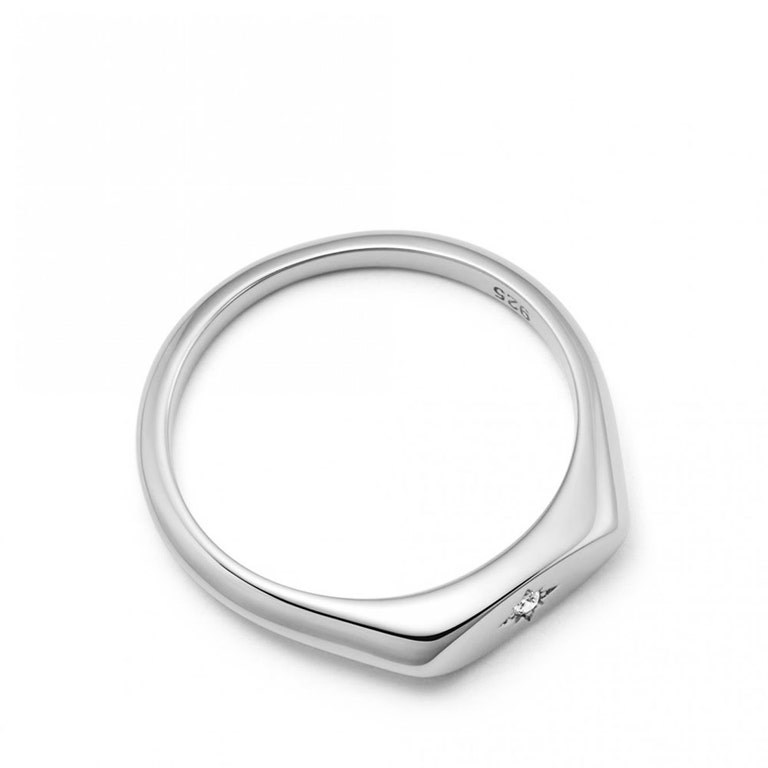 Silver Celestial Orbit Signet Ring