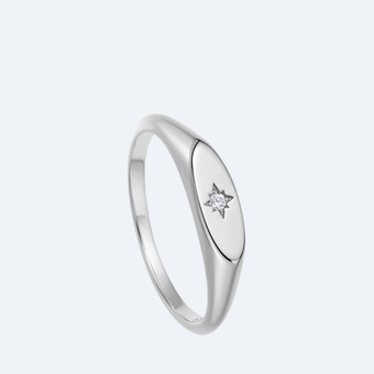 Celestial Orbit Signet Ring in Sterling Silver 