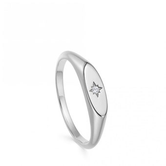 Silver Celestial Orbit Signet Ring