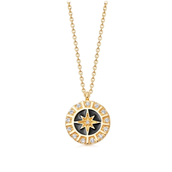 Celestial Black Enamel Astra Pendant Necklace