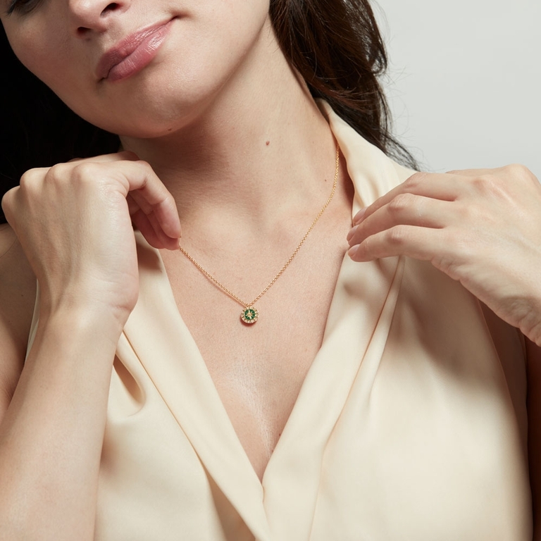 Celestial Green Enamel Astra Pendant Necklace