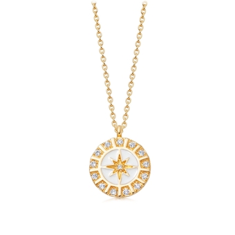 Celestial White Enamel Astra Pendant Necklace