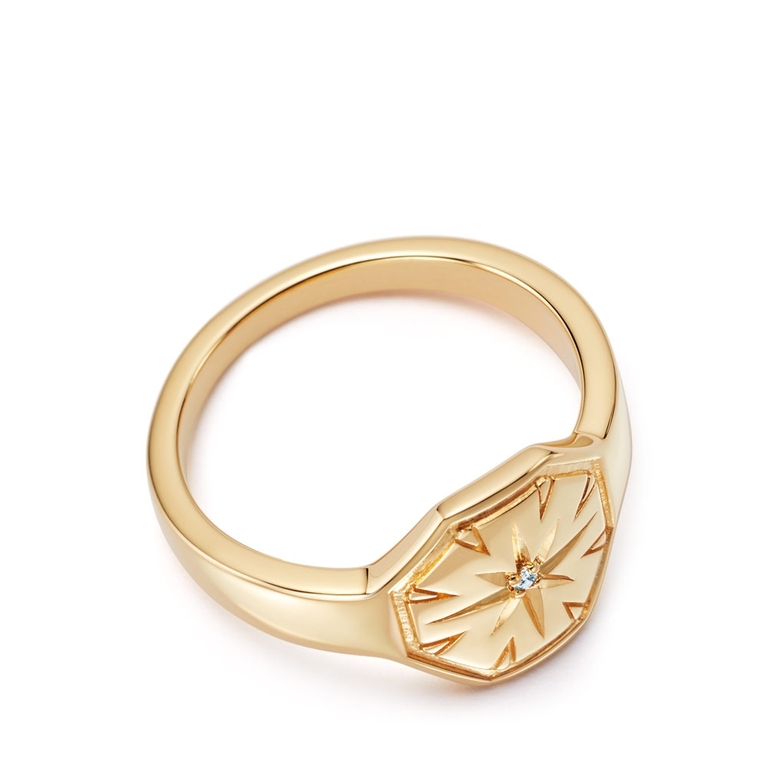 Celestial Dial Signet Ring in Yellow Gold Vermeil
