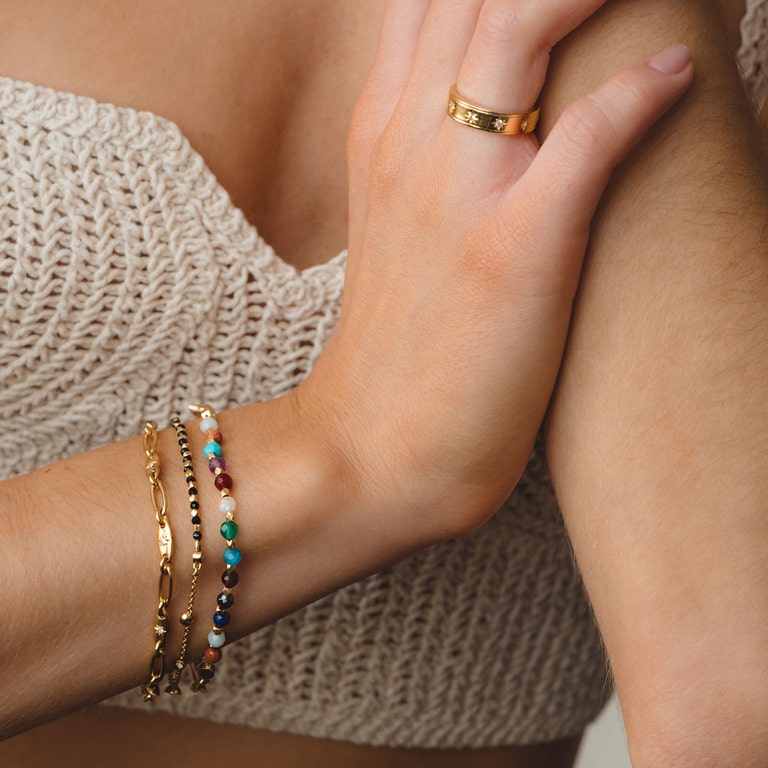 Gold Biography Orbit Rainbow Bracelet