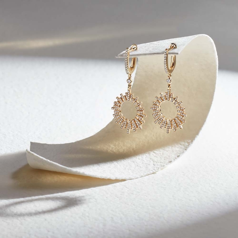 Comet Burst Diamond Hoop Earrings in Yellow Gold | Yellow Gold Jewellery | Astley Clarke London