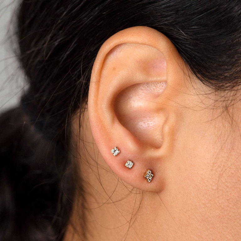 Mini Comet Diamond Stud Earrings