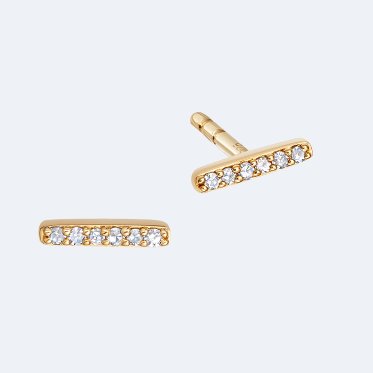 Mini Comet Diamond Bar Stud Earrings