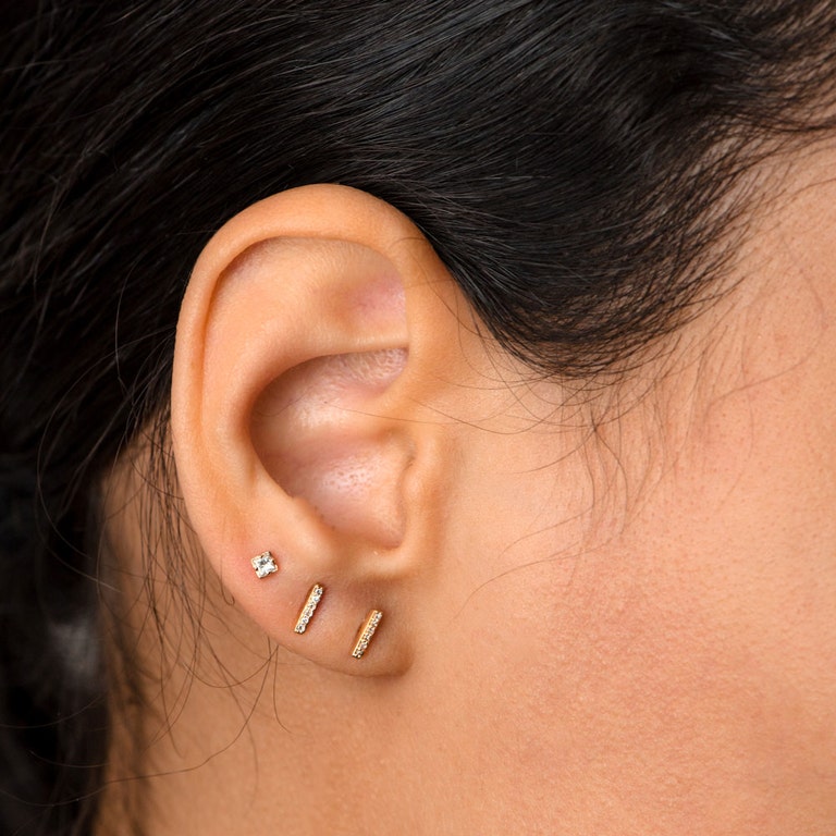 Mini Comet Diamond Stud Earrings