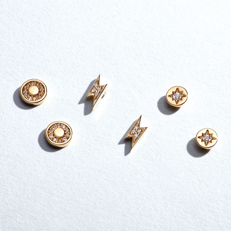 Gold Celestial Tiny Cosmos Stud Earrings