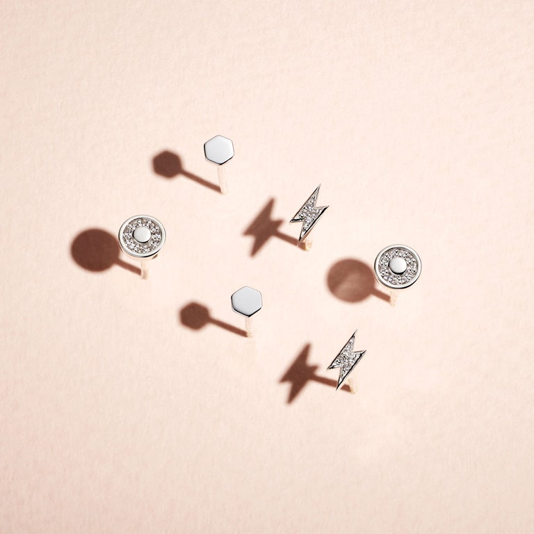 Silver Celestial Tiny Cosmos Stud Earrings