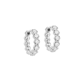Silver Deco White Sapphire Hoop Earrings