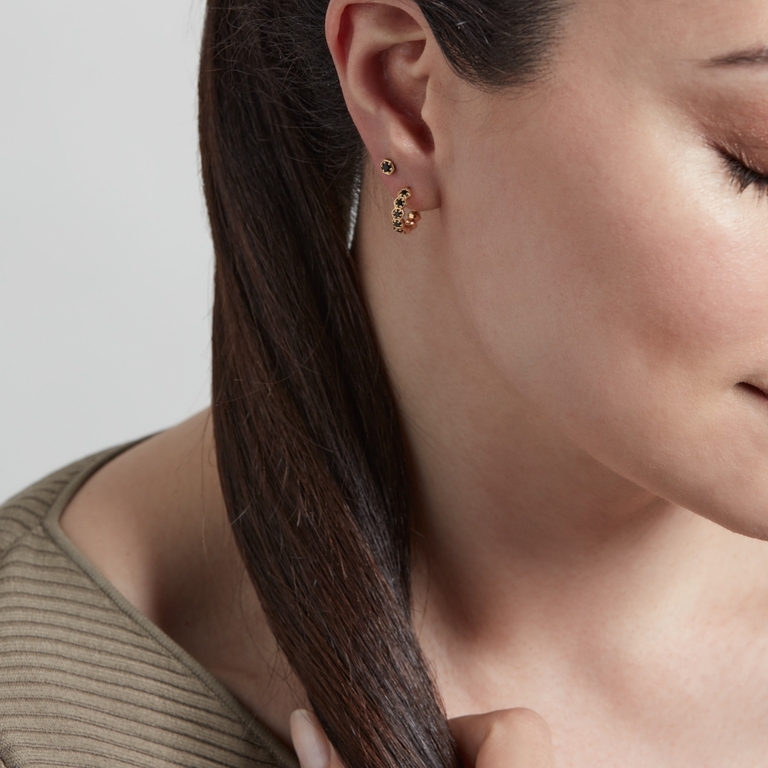 Deco Black Spinel Stud Earrings in Yellow Gold Vermeil  | Yellow Gold Vermeil | Astley Clarke London