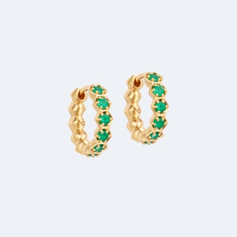Deco Green Agate Hoop Earrings 