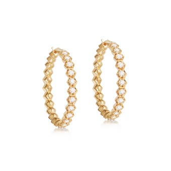 Gold Deco Large White Sapphire Earrings