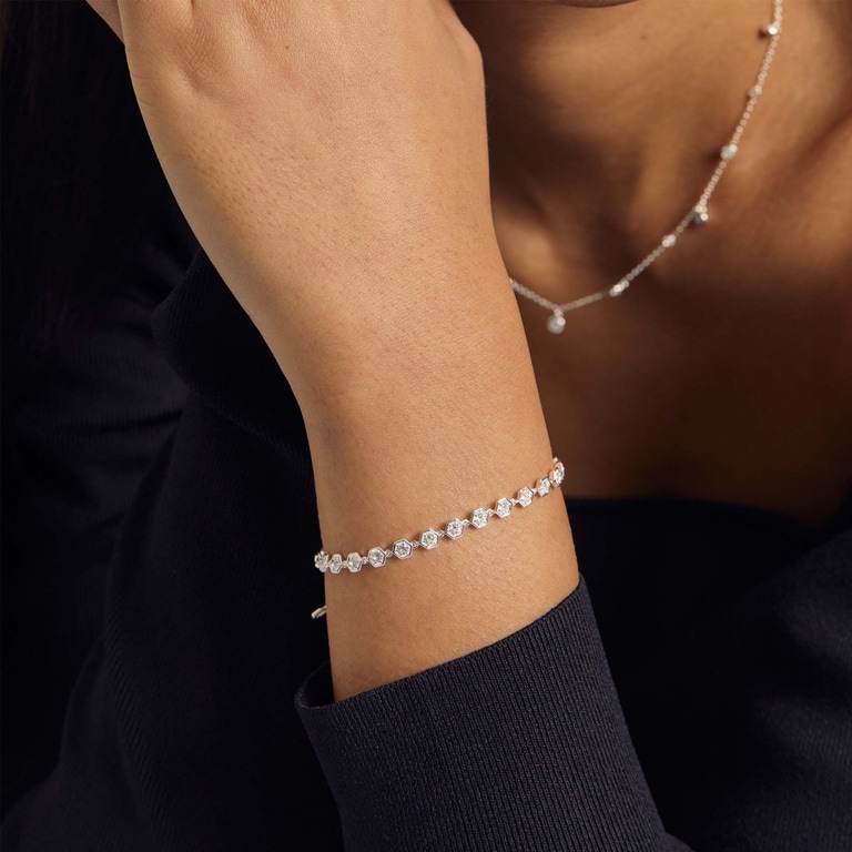 Silver Sapphire Deco Tennis Bracelet