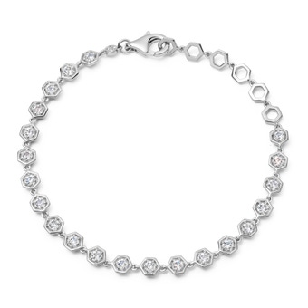 Silver Sapphire Deco Tennis Bracelet