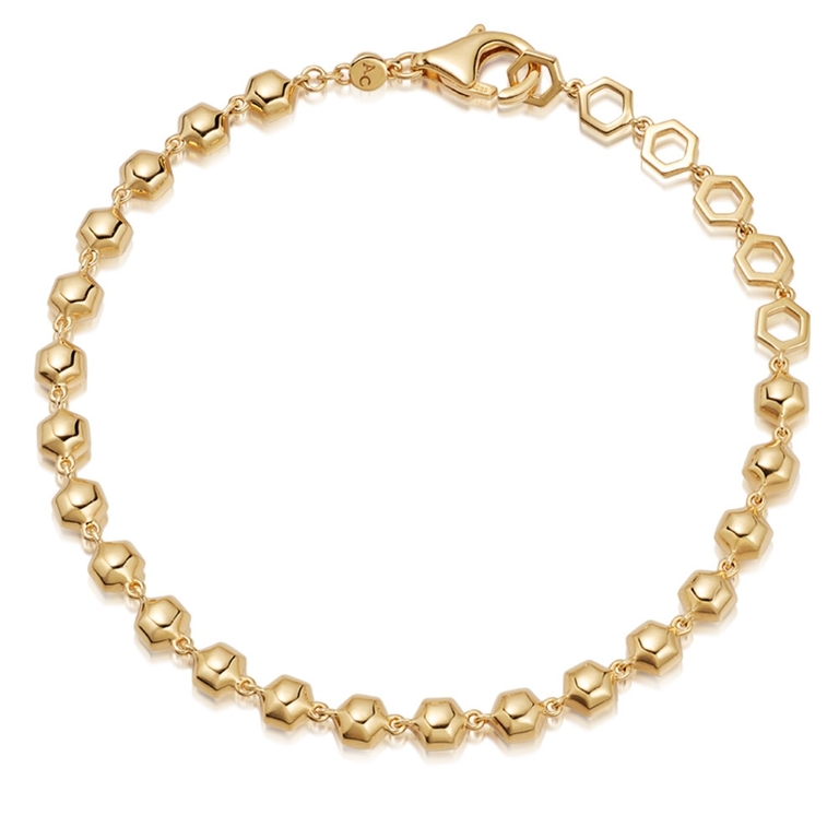 Deco Green Agate Detail Bracelet in Yellow Gold Vermeil  | Yellow Gold Vermeil 