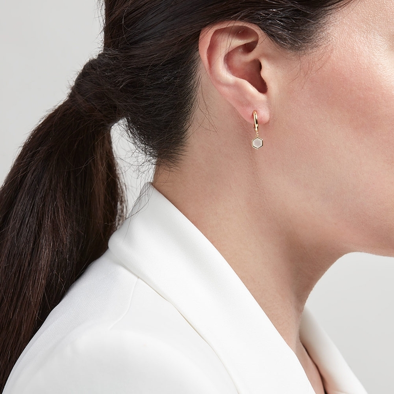 Deco Moonstone Drop Hoop Earrings in Yellow Gold Vermeil | Yellow Gold Vermeil | Astley Clarke London