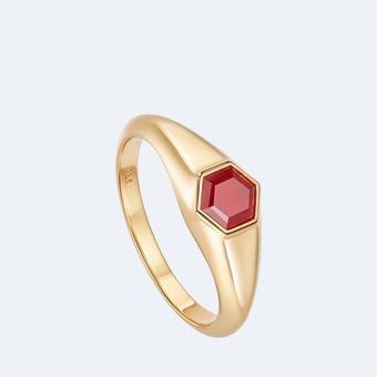 Mini Deco Red Agate Signet Ring