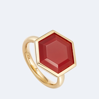 Large Deco Red Agate Ring