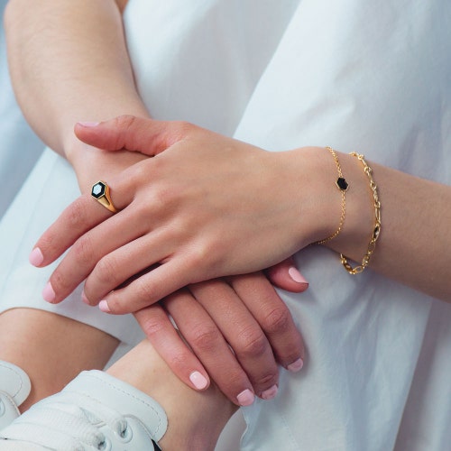 Gold Deco Black Spinel Bracelet