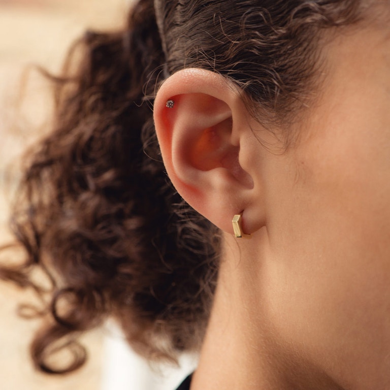 Single Mini Deco Hoop Earring - Yellow