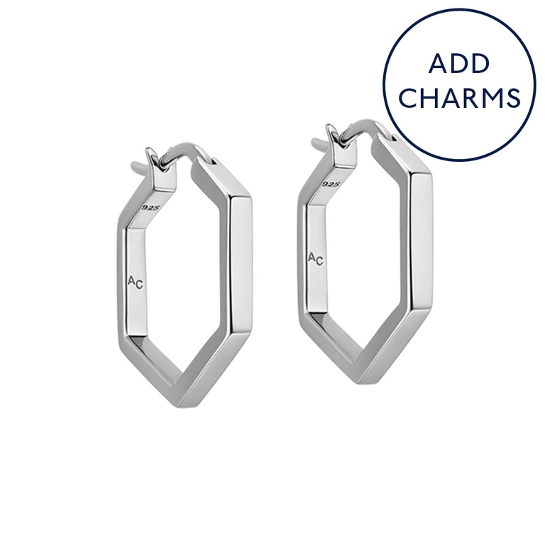 Silver Deco Medium Hoop Earrings