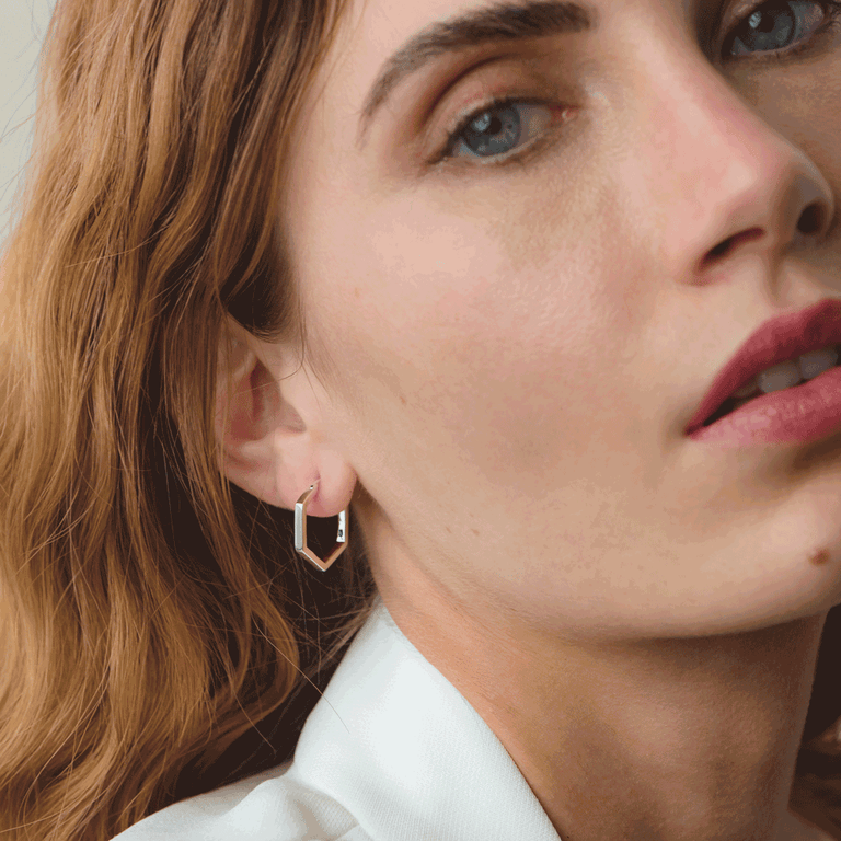 Medium Deco Hoop Earrings | 925 Sterling Silver