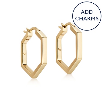Gold Deco Medium Hoop Earrings