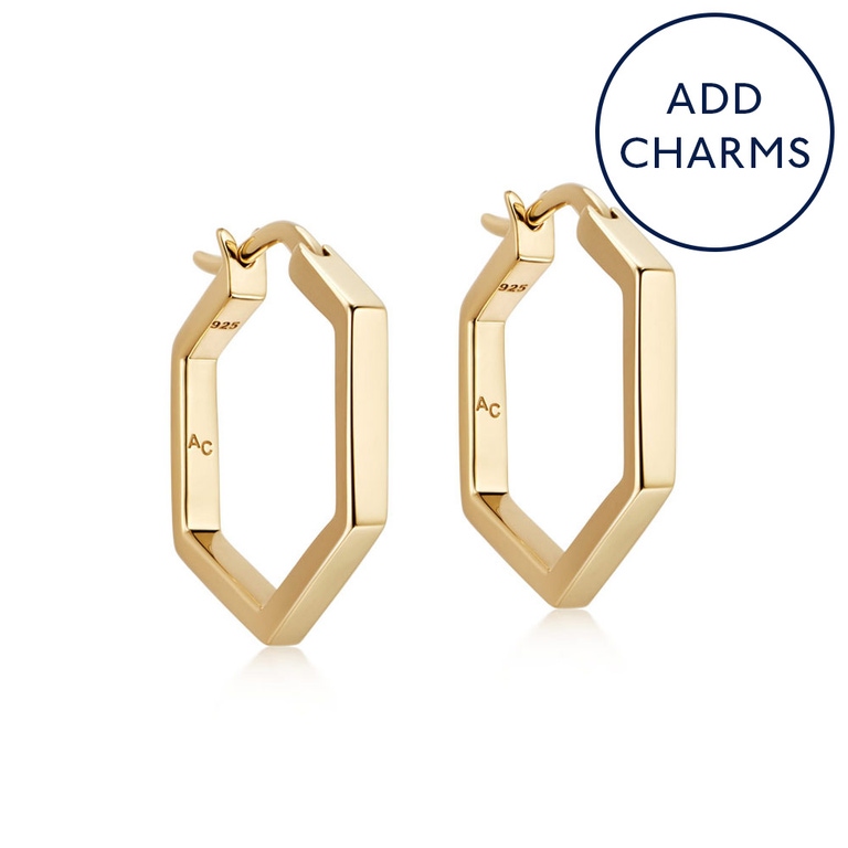 Gold Deco Medium Hoop Earrings