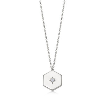 Deco White Sapphire Locket in Sterling Silver 