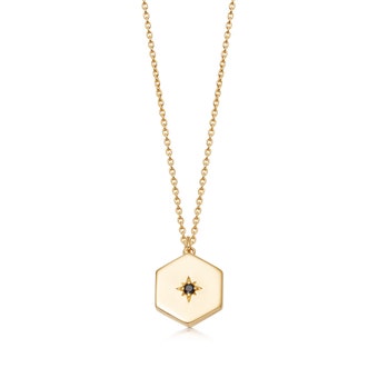 Deco Black Spinel Locket in Yellow Gold Vermeil