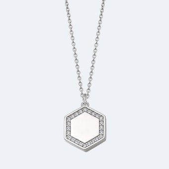 Deco White Sapphire Cosmos Locket in Sterling Silver 