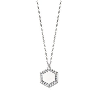 Deco White Sapphire Cosmos Locket in Sterling Silver 