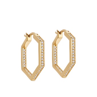 Medium Sapphire Deco Hoop Earrings