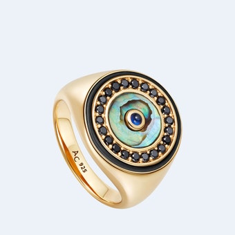 Circulus Black Onyx Ring in Yellow Gold Vermeil-J      (UK)    |       5     (US)