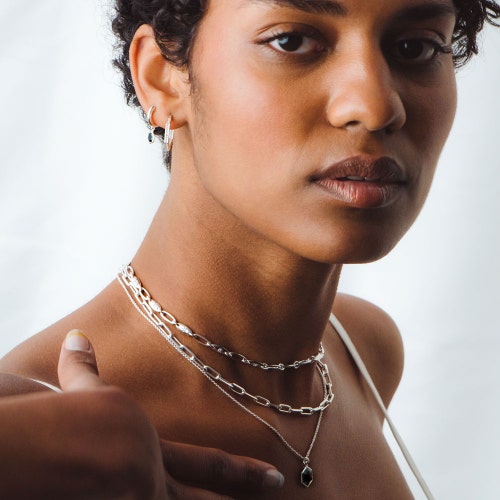 Silver Celestial Square Link Necklace