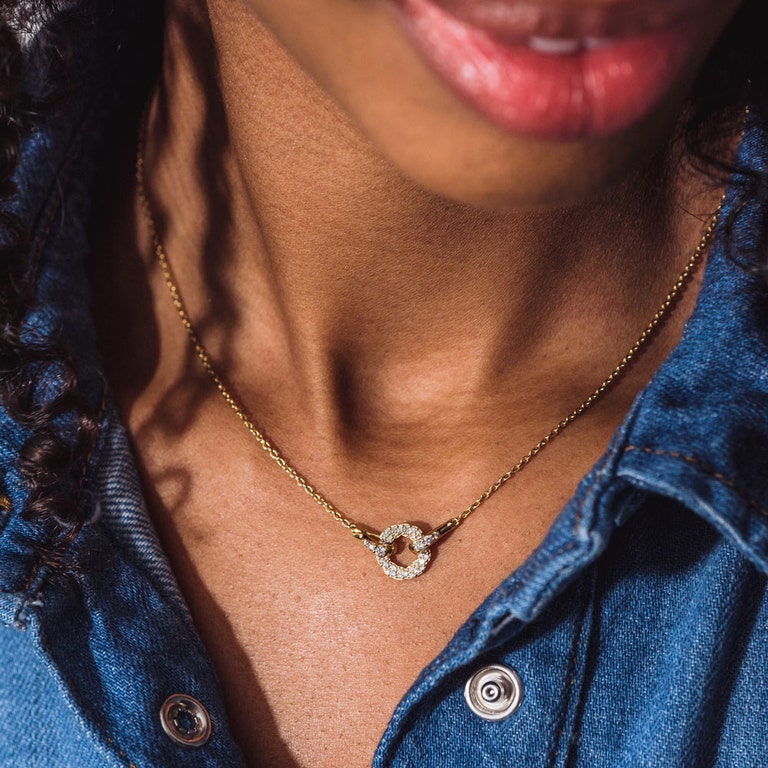 Solid Gold Asteri Diamond Loop Pendant Necklace
