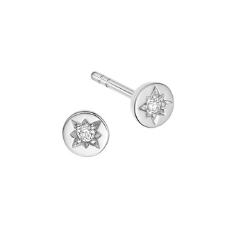 Polaris White Sapphire Stud Earring in Sterling Silver