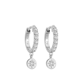 Silver Polaris White Sapphire Huggie Earrings