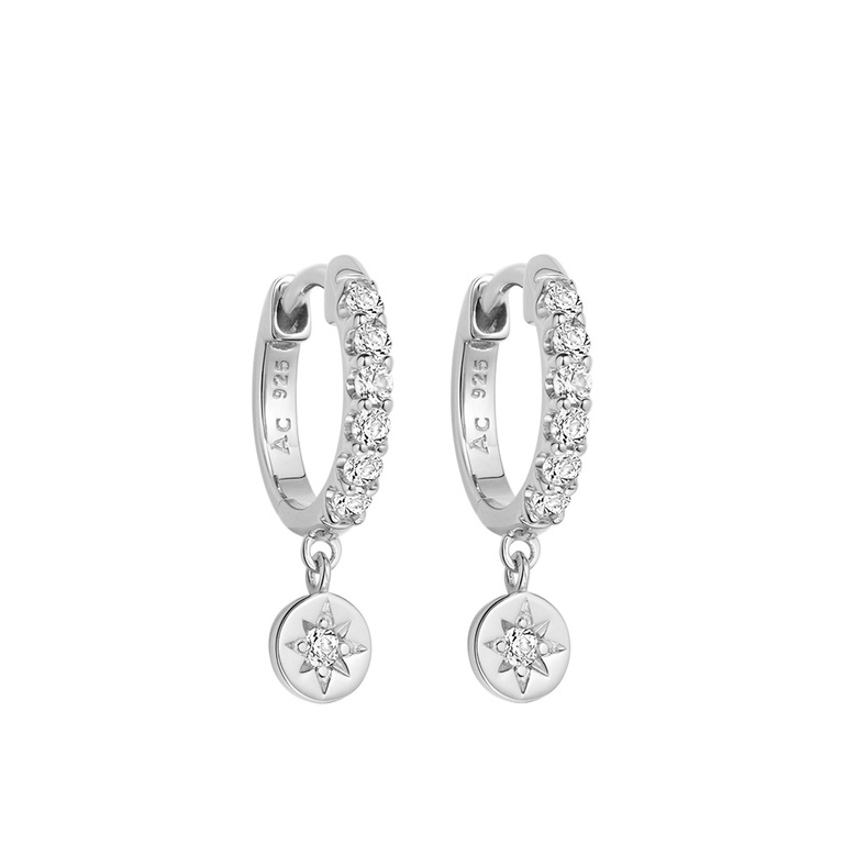 Silver Polaris White Sapphire Huggie Earrings