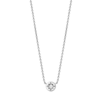 Silver Polaris White Sapphire Star Set Pendant Necklace