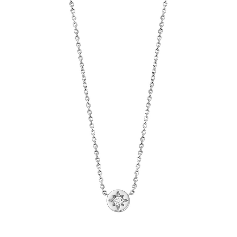 Silver Polaris White Sapphire Star Set Pendant Necklace