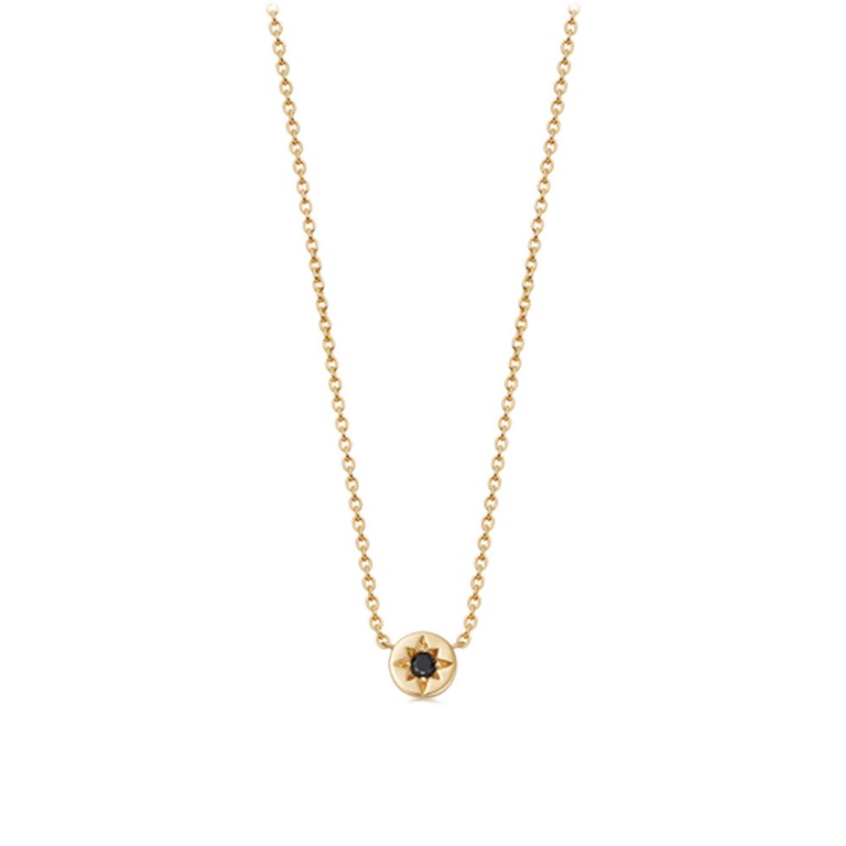 Gold Polaris Black Spinel Star Set Pendant Necklace